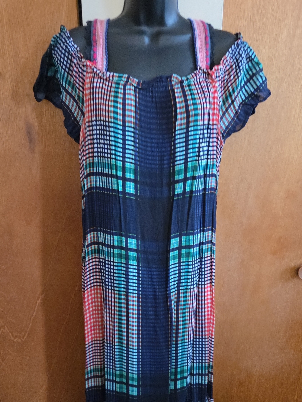 Plaid Off-Shoulder Maxi Dress